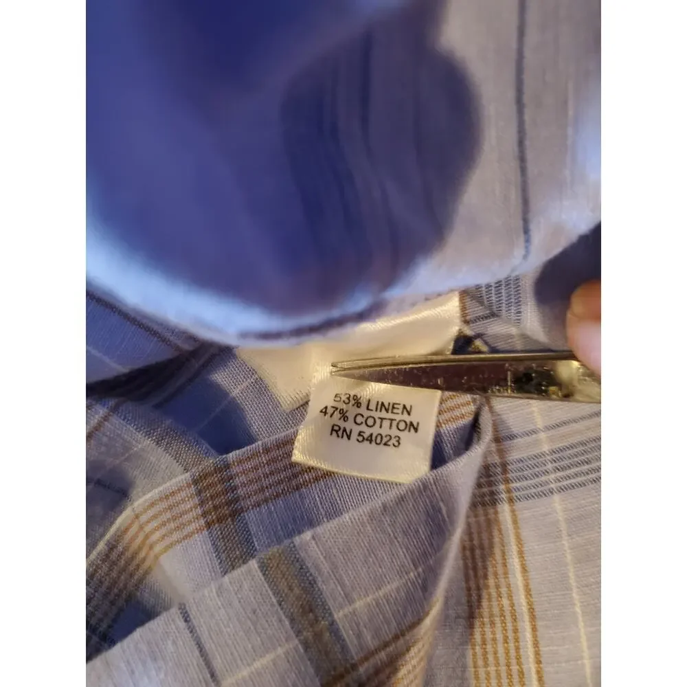 Banana‎ Republic Mens Sz L Fitted Dress Shirt Plaid Check Long Sleeve